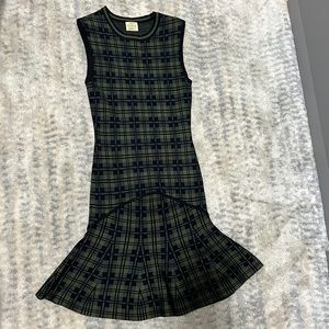 Torn by Ronny kobo plaid green black mini ruffle dress size s/p